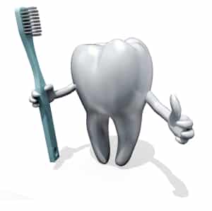 cartoon tooth and brush prevent cavities